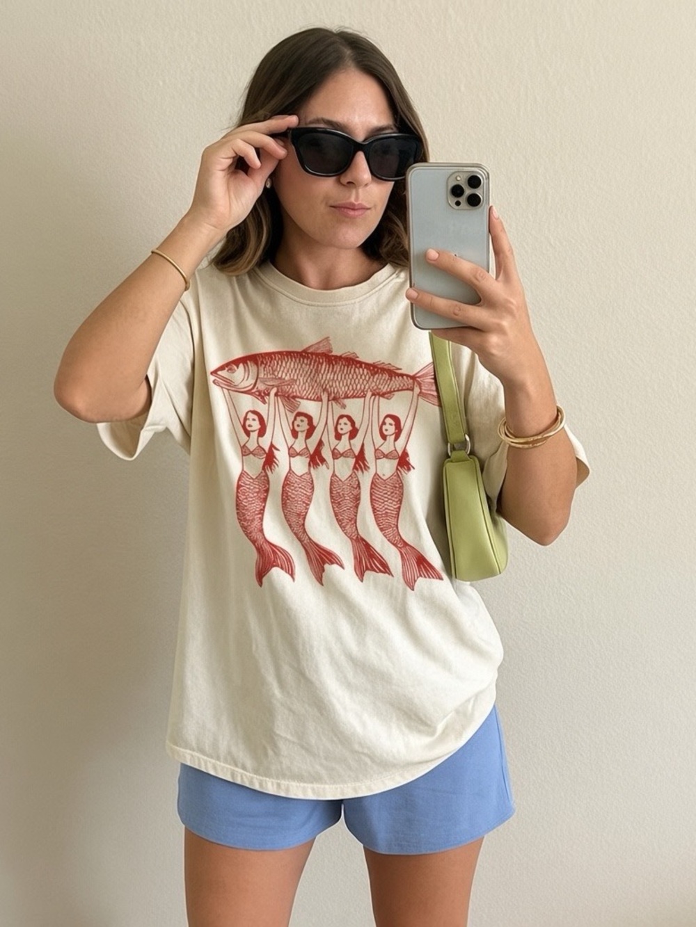 Sardine Fishermen Aesthetic Graphic Tee, Mermaids Sardines Amalfi Coast T-Shirt